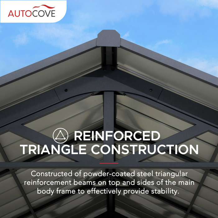 Sunjoy AutoCove 12x20 Metal Carport, Outdoor Living Pavilion, Gazebo